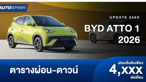 ตารางผ่อน BYD ATTO 1 รถยนต์ไฟฟ้าขนาดเล็ก: ราคาและสเปกอย่างเป็นทางการ